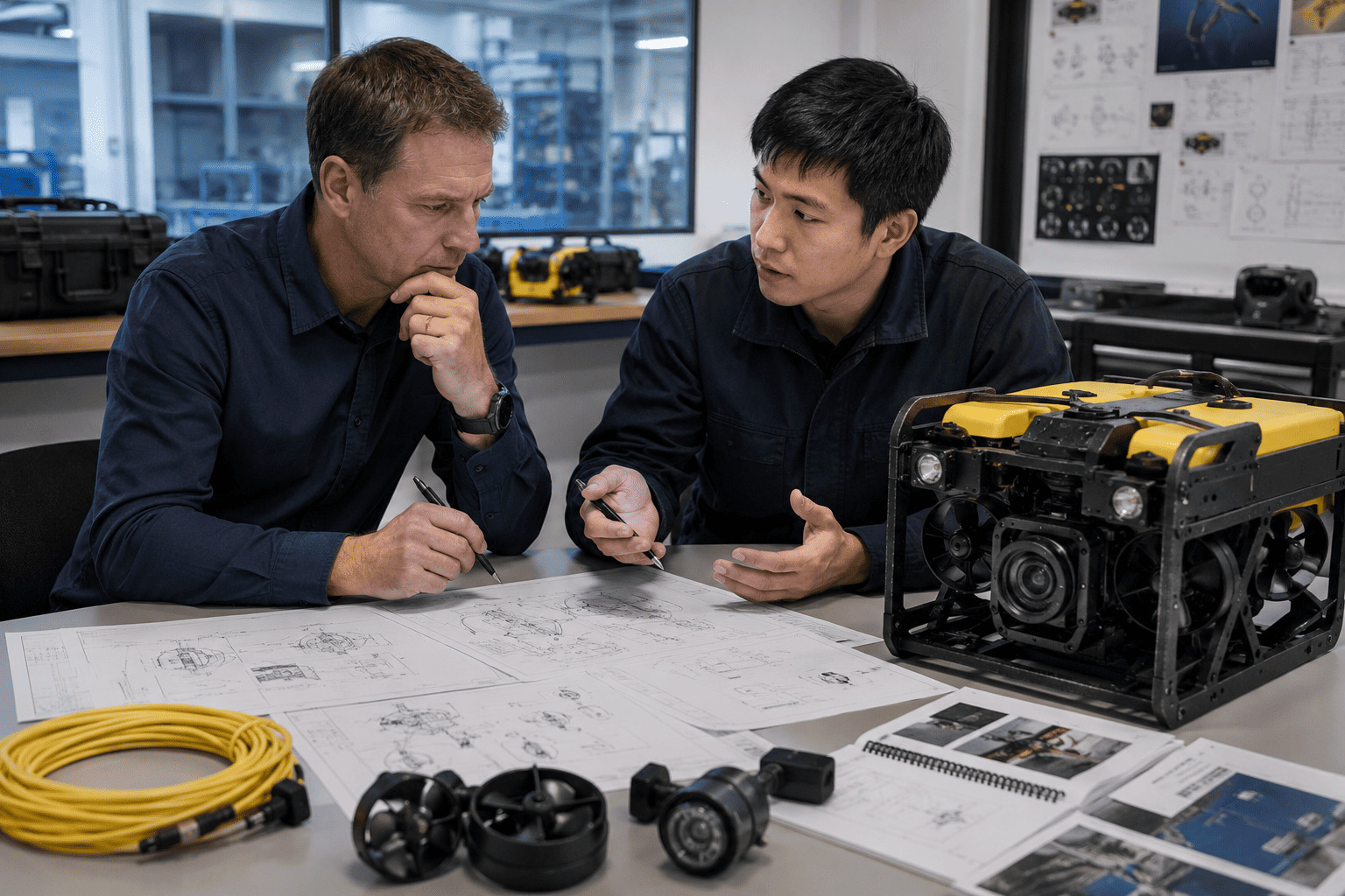 Asking the Right Questions about ROVs Engineer talking to a supplier about ROV specifications